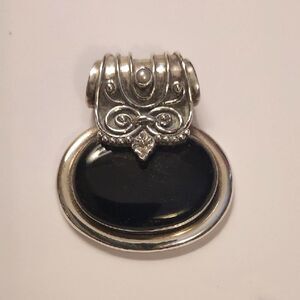 Vintage Sterling Silver and Black Onyx Pendant